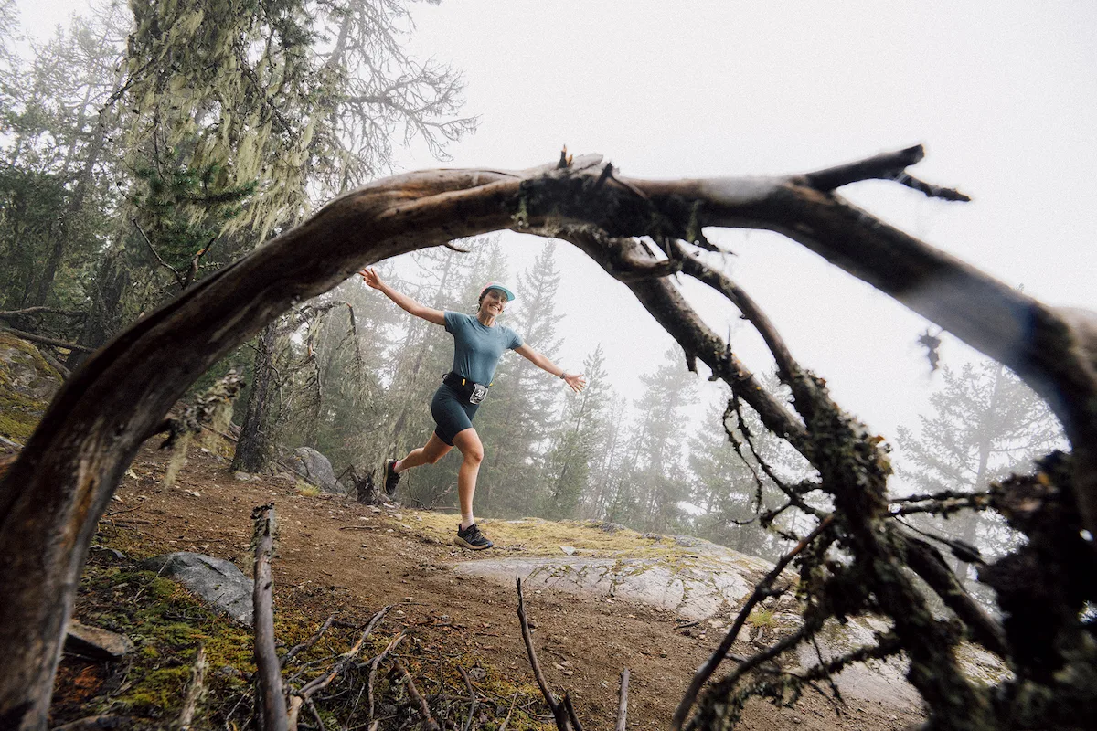 Trail runner on Mackenzie trails, Pemberton
