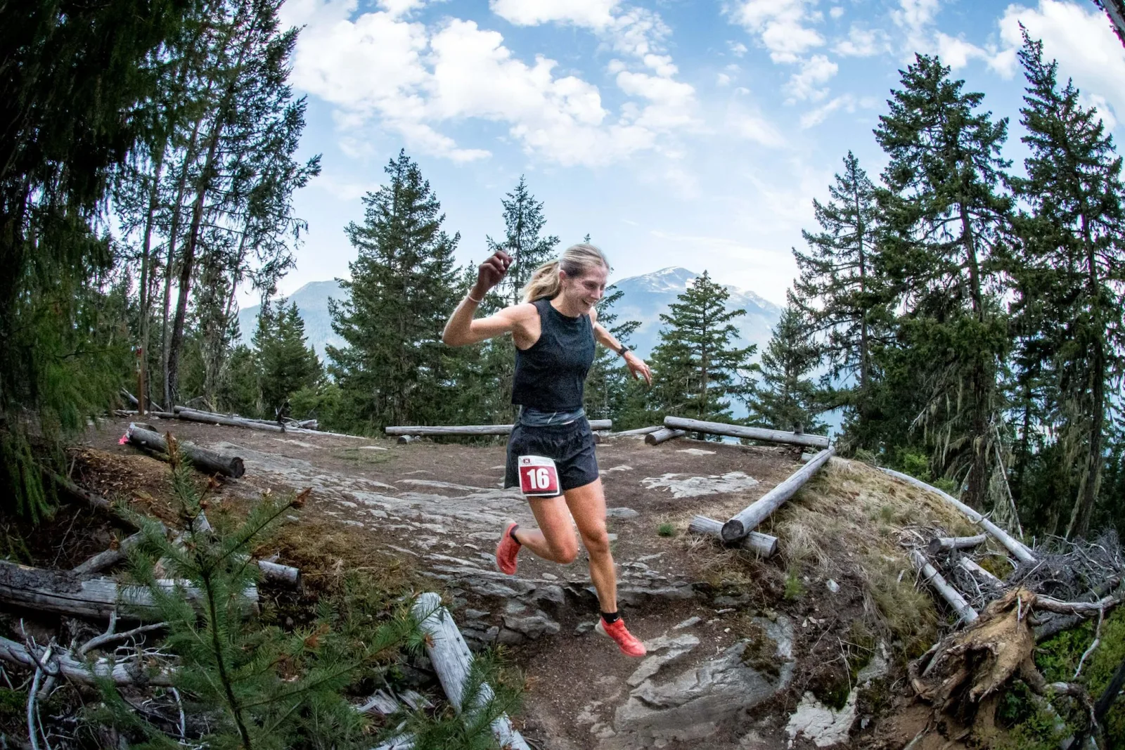 Trail runner on the Mackenzie trail network near Pemberton BC